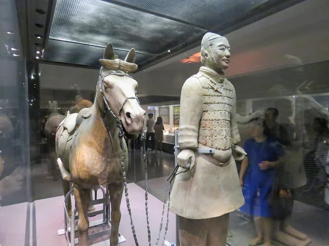Terracotta Warrior behind glass in Pit 2 of the Terracotta Army near Xi'an China