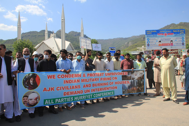 APHC protest in front of Faisal Mosque Islamabad: Pictures