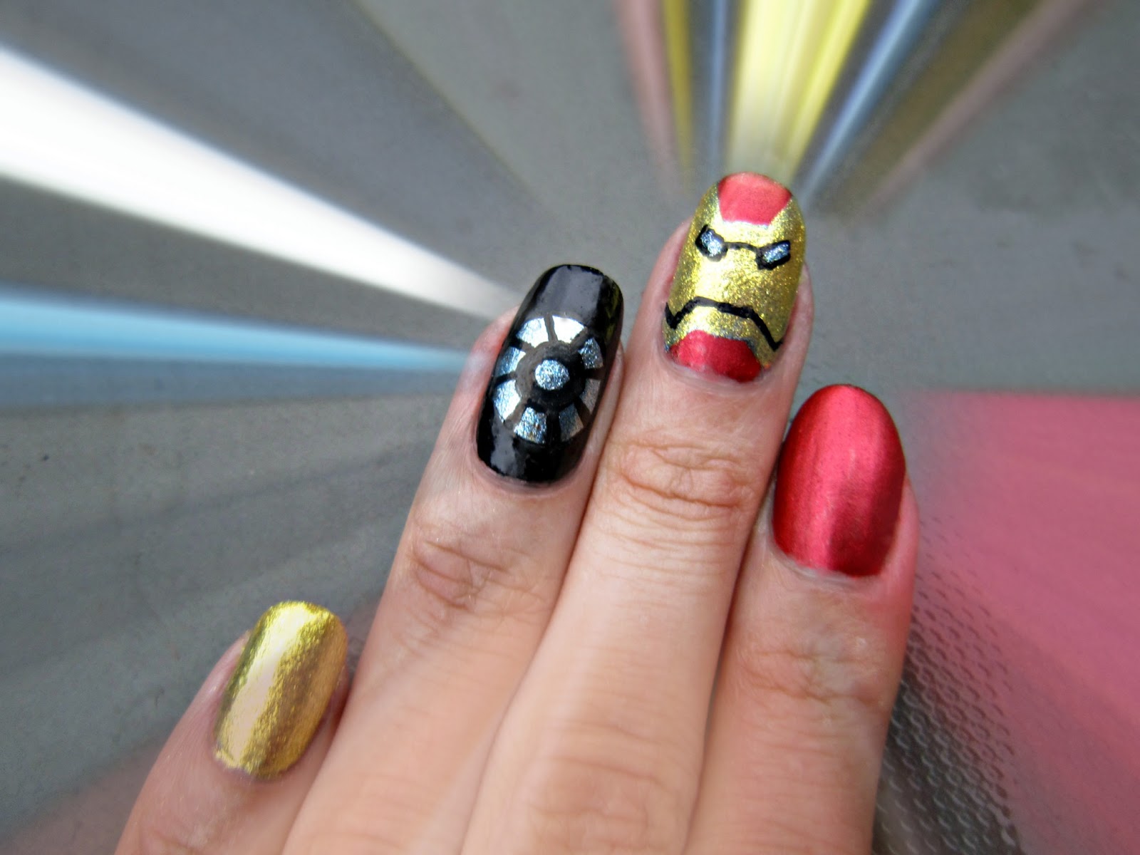 Concrete And Nail Polish Iron Man Nails
