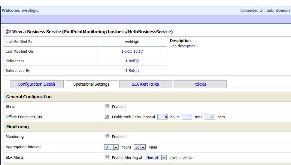 Java / Oracle SOA blog OSB Endpoint monitoring and SLA alert rules