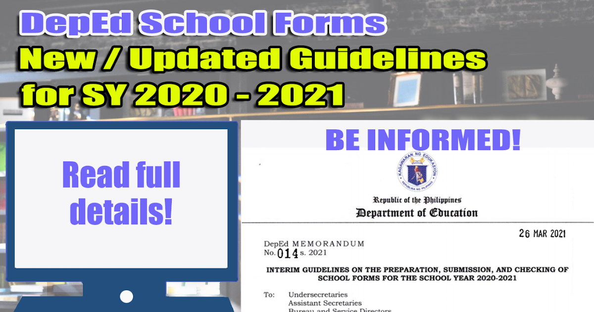 DepEd School Forms New / Modified Guidelines SY 2020 2021