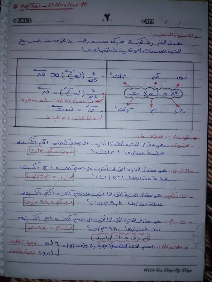 بالصور مراجعة الديناميكا للصف الثالث الثانوى فى 10 ورقات  2