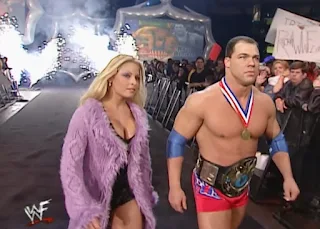 WWE / WWF Royal Rumble 2001 - Trish Stratus led WWF Champion Kurt Angle into battle against Triple H