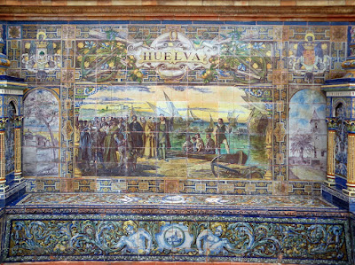 Plaza de España - Sevilla - Azulejo de Huelva - Tríptico y base del banco