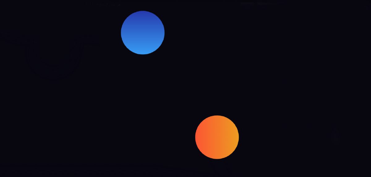 Create two colorful circles in the background