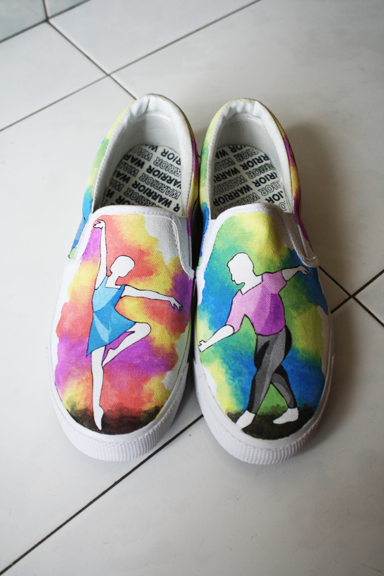 Darling's creation: Canvas shoes painting!