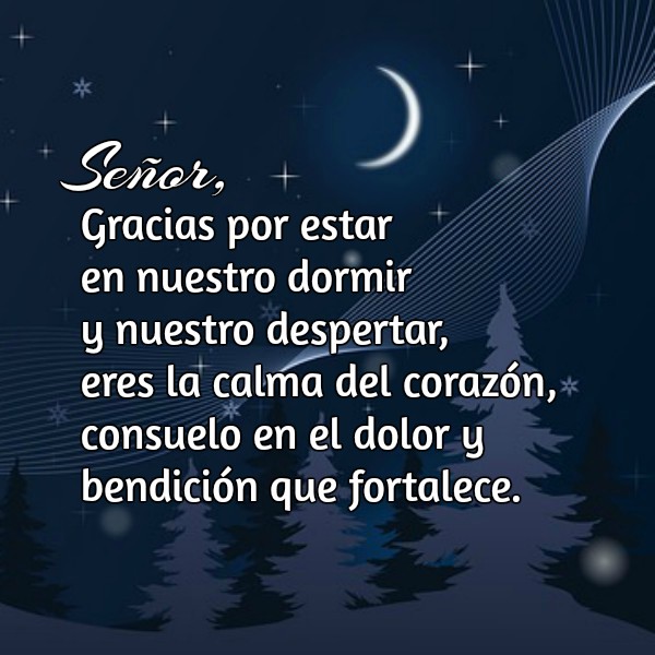 imagen con oracion de la noche dormir