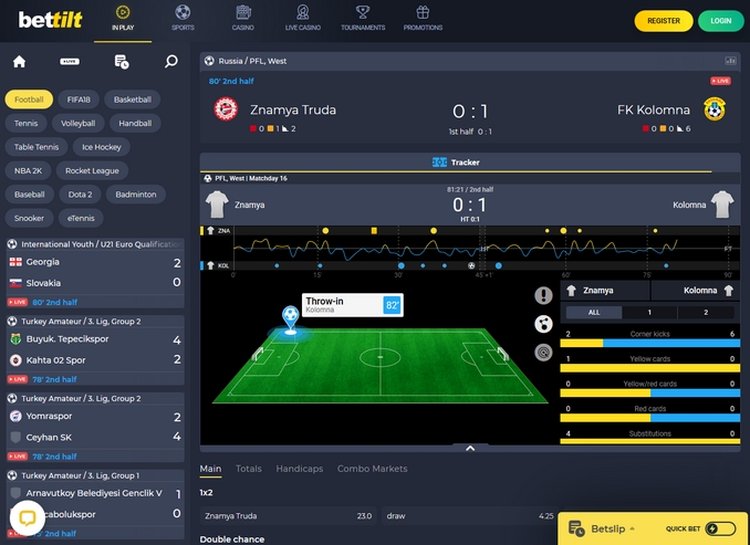 Bettilt Live Betting Screen