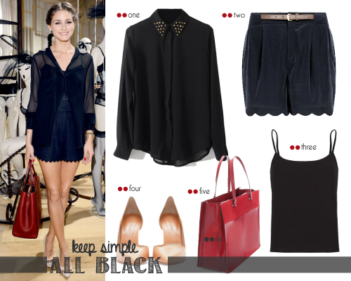 Get the look - Olivia Palermo: Olivia Palermo with total black and red ...