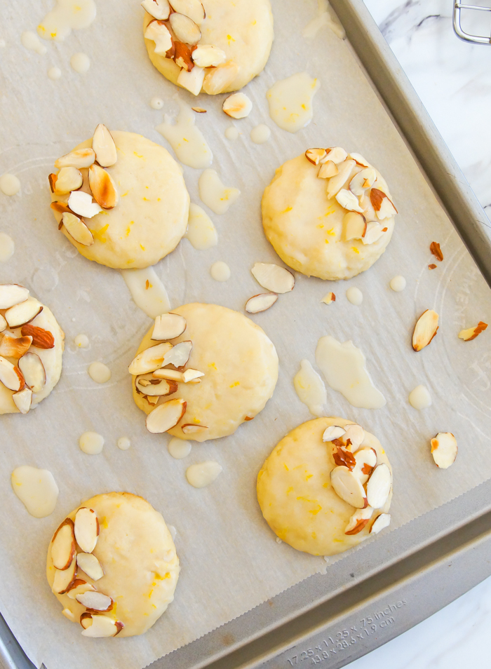 LemonAlmond Cookies with Lemon Glaze Bake at 350°