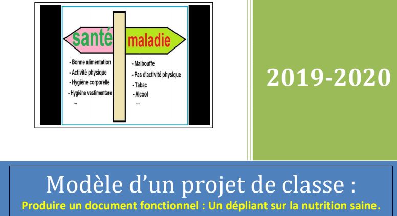 modèle d'un projet de classeproduire un dépliant sur la nutrition saine.