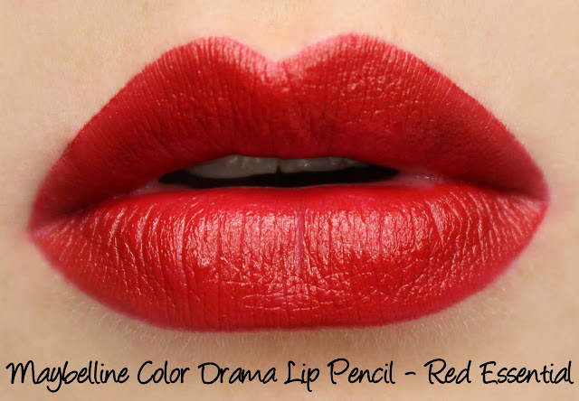 Maybelline Color Drama Lip Pencils - Red Essential Swatches & Review