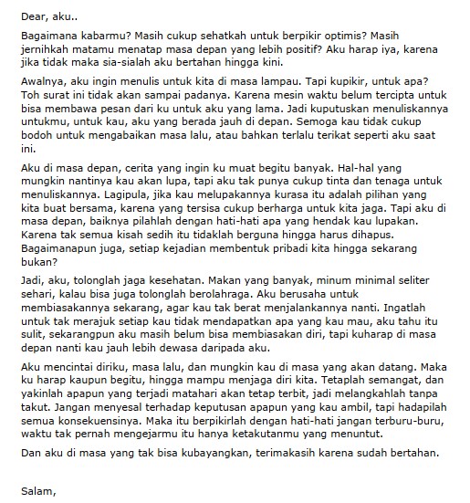 Contoh Surat Pribadi Singkat Untuk Diri Sendiri Ruang Sipil