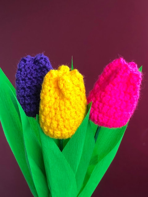 Shimmerz Gehäkelte Tulpen - Handgemachte Wollblumen Für Home Deko