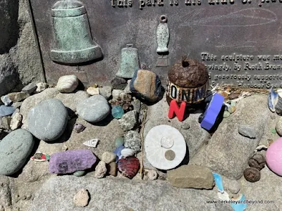 offerings at Nicholas Green memorial at Children’s Bell Tower in Bodega Bay, California