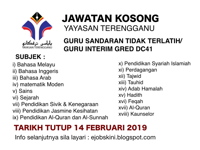 Jawatan Kosong Guru Sandaran Tidak Terlatih Gstt Dan Guru Interim Dc41 14 Februari 2019