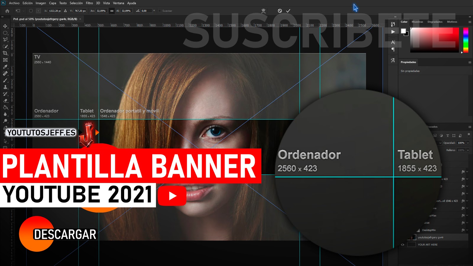 Medidas Banner Youtube 2021, Descargar Plantilla GRATIS!