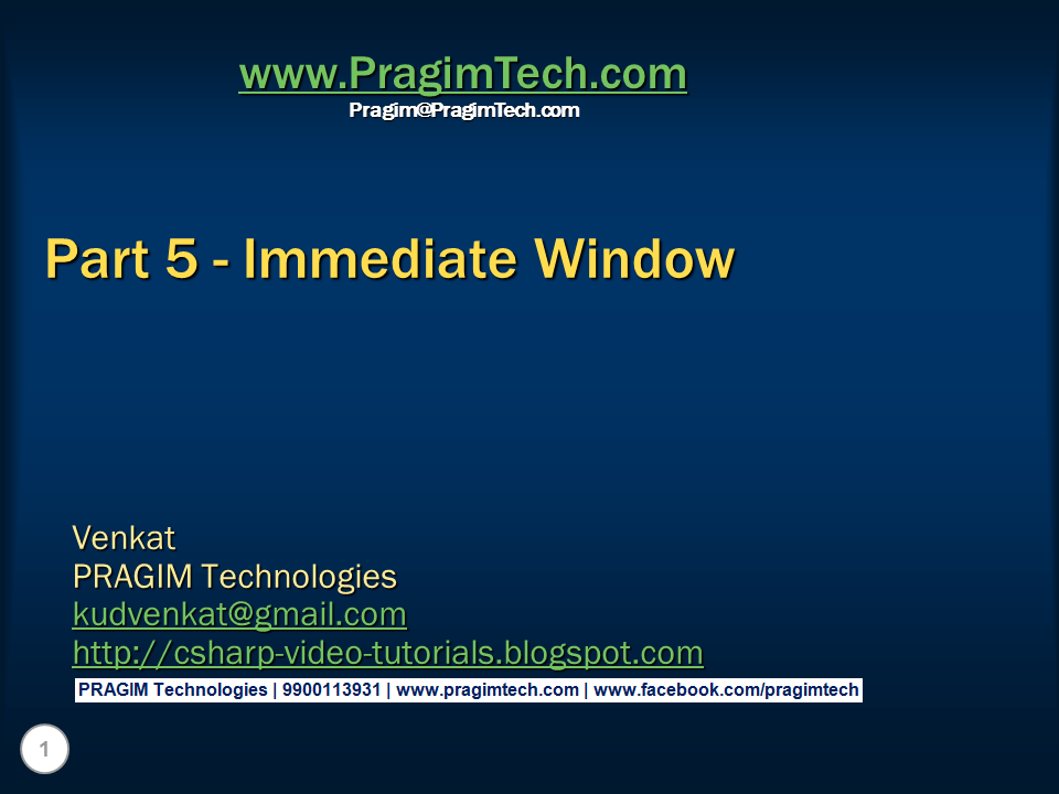 Sql server and c video tutorial part 5 immediate window in 