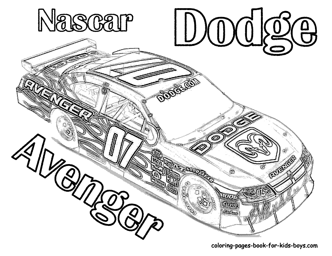 Race Car Coloring Pages of NASCAR Dodge Avenger #07 ...