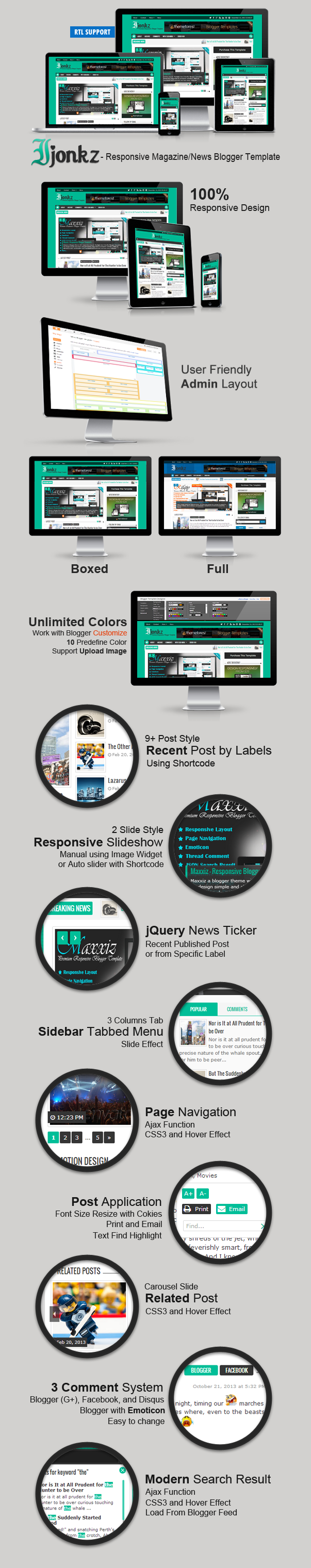 Ijonkz Responsive Magazine/News Blogger Template Features