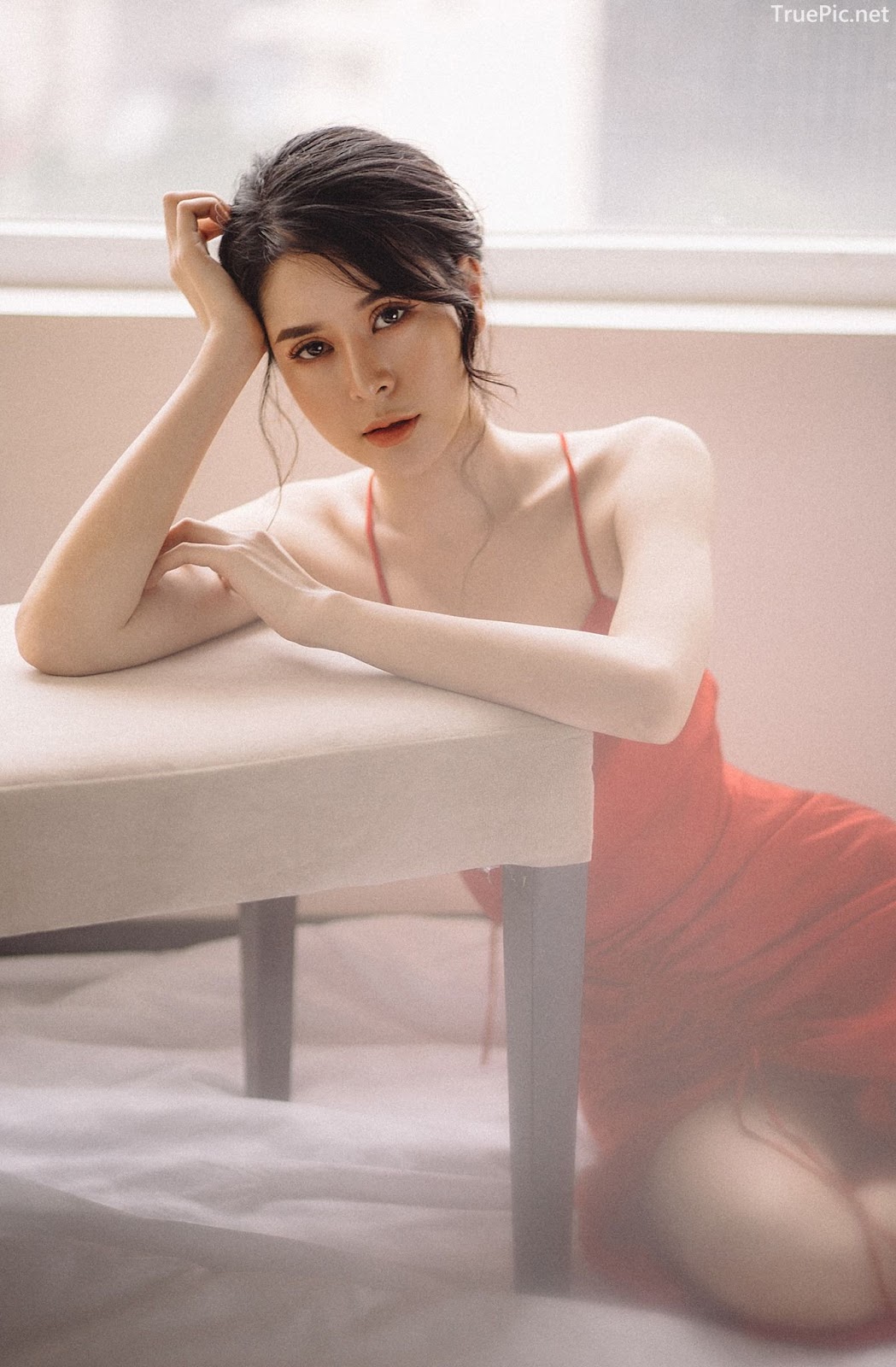 Vietnamese hot model - The beauty of Women with Red Camisole Dress - Photo by Linh Phan - Picture 15