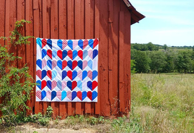 Red, white, and blue heart quilt for USS Fitzgerald