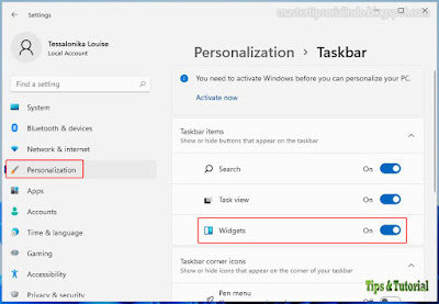 Cara Menghapus atau Menonaktifkan Tombol Widget di Taskbar Windows 11