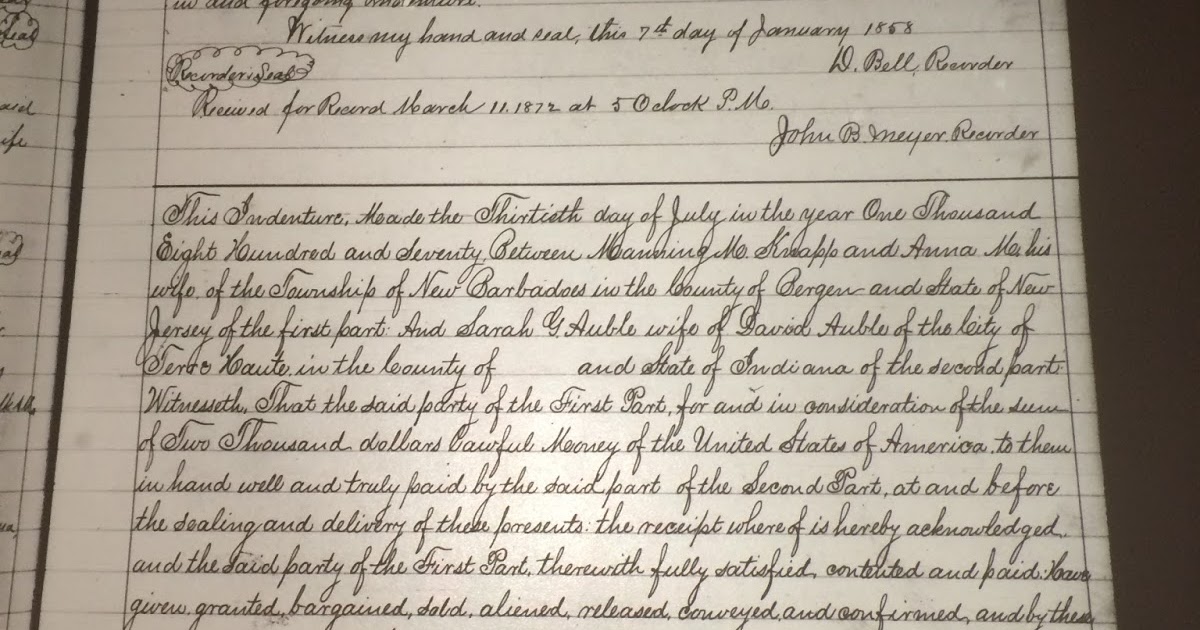 GeneaMusings Amanuensis Monday Post 337 1870 Deed of Conveyance