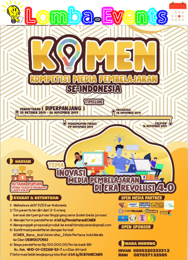 Kompetisi Media Pembelajaran Mahasiswa Nasional KOMEN Unnes 2019
Kompetisi Media Pembelajaran Mahasiswa Nasional KOMEN Unnes 2019