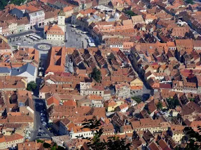 Brasov, Orasul Vechi vazut de sus, cu Piata Sfatului central