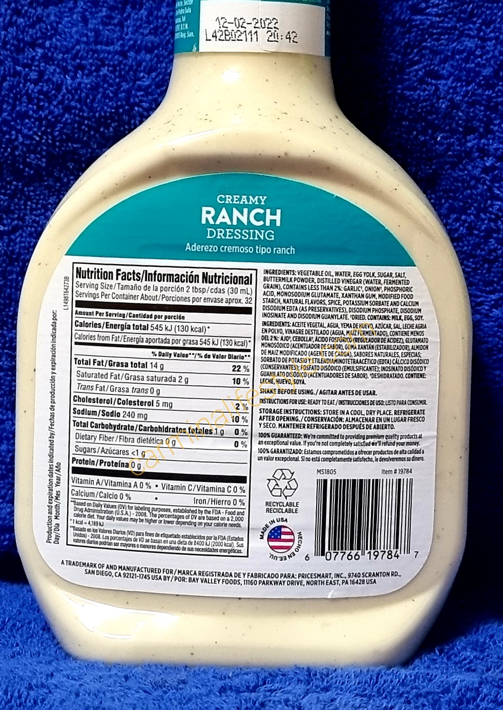 Member's Selection Creamy Ranch Salad Dressing made in USA