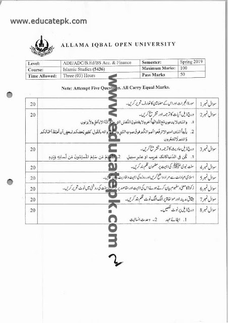 aiou-associate-degree-in-education-past-papers