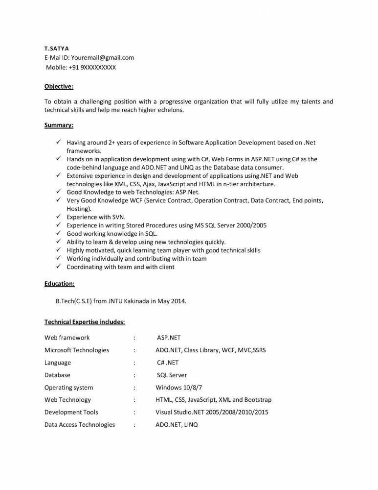 Dot Net Developer Resume Samples Qwikresume