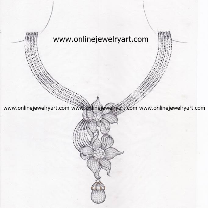 Diamond antique fashion jewelry design sketch