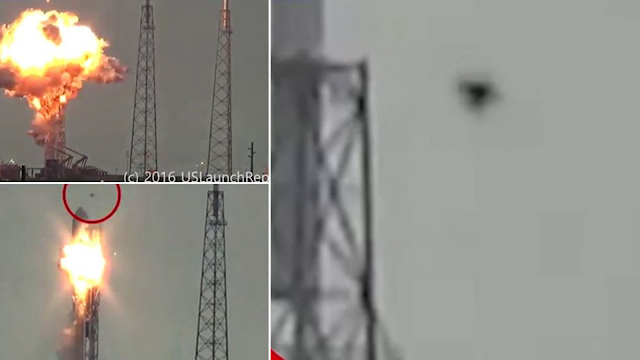 3 video stills shows the UFO Orb the moment the SpaceX Rocket explodes.