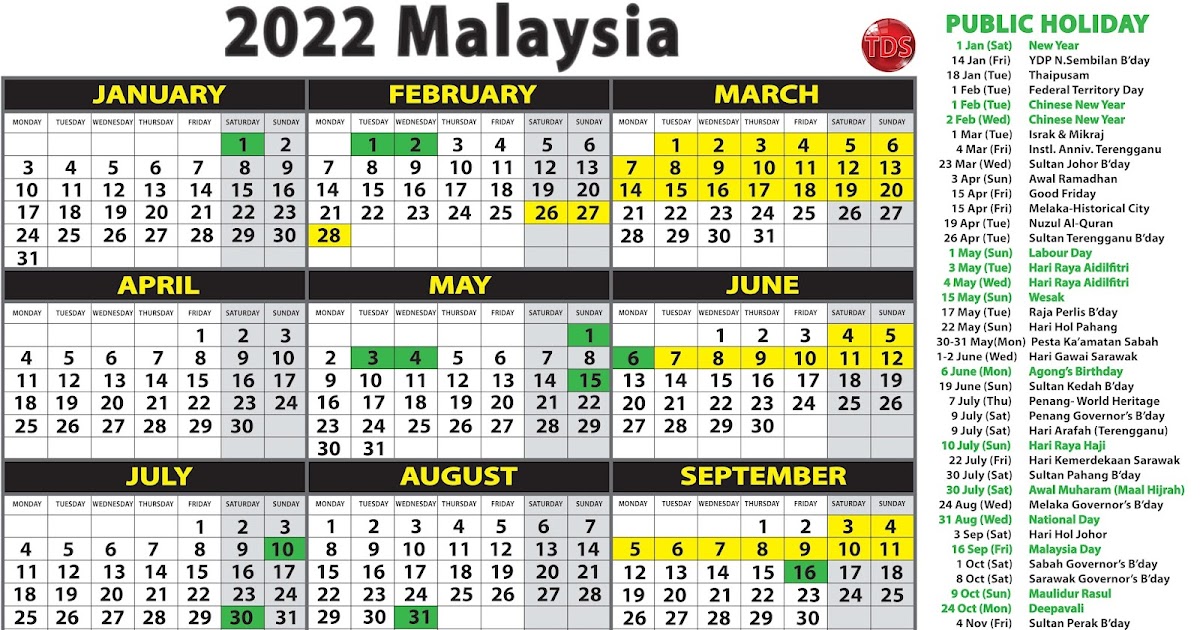 CALENDAR 2022 MALAYSIA KALENDAR 2022 MALAYSIA