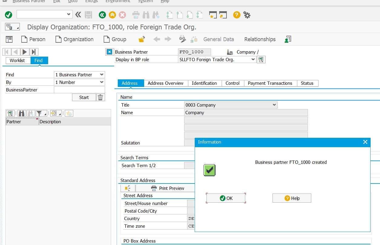 SAP GTS BP master data of FTO or LU to downstream system

