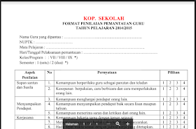 Contoh Format Pemantauan Proses Pembelajaran Oleh Kepala Sekolah Jenjang Smp Mts Bukti Fisik Akreditasi Smp Mts 2018