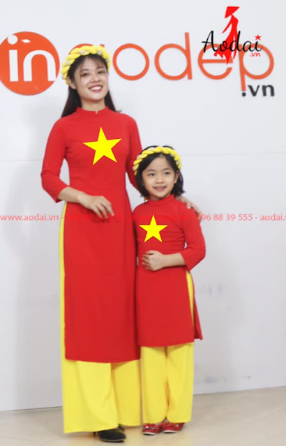 Áo dài cờ đỏ sao vàng đồng phục huyện Hóc Môn
