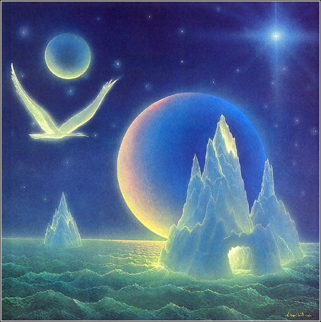 Детский мир луна. Гилберт Уильямс художник. Космический пейзаж. Фантастические рисунки. Космический пейзаж живопись.