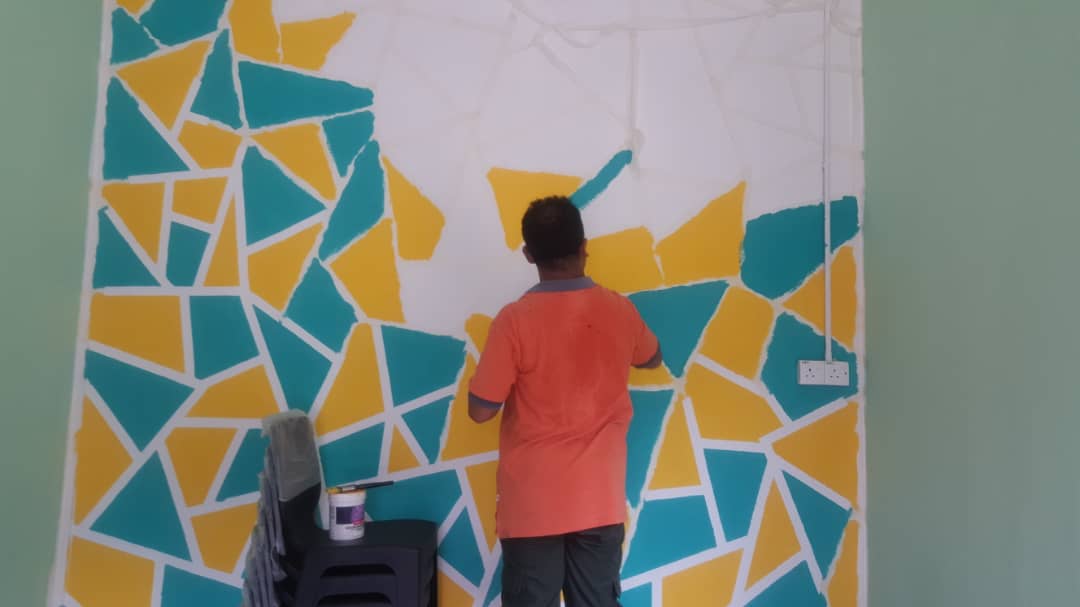 Cat Corak  dinding DIY kreatif  Moh Berlibur Naabila Mohd 