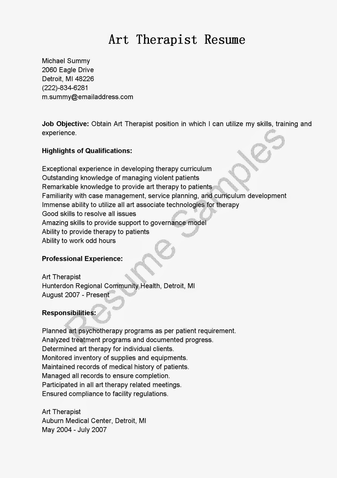 Resume Samples Art Therapist Resume - Art%2BTherapist%2BResume 