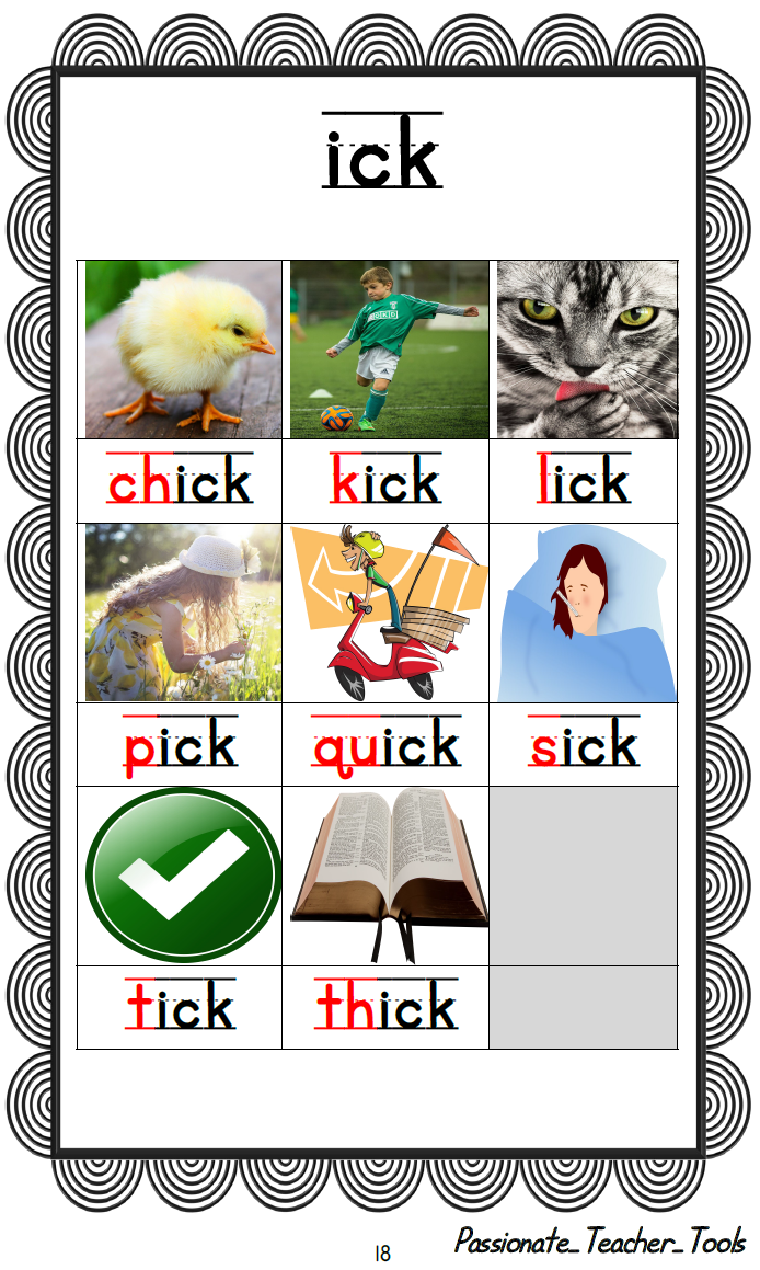passionate teacher tools word family chart vol 1 short word family charts