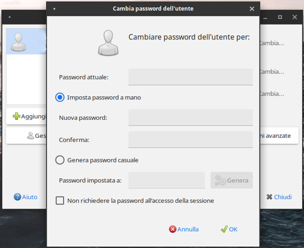Cambiare la password dell'utente su Ubuntu Studio