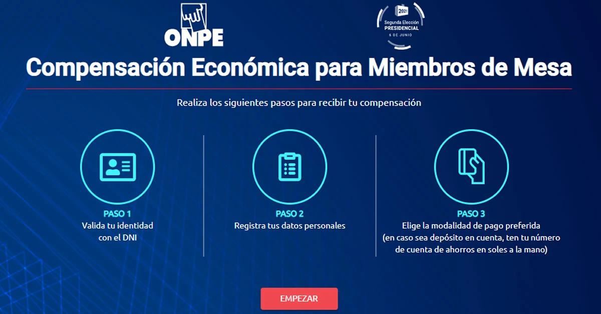 ONPE - Link de pago a Miembros de Mesa de la segunda vuelta, ya se encuentra habilitado