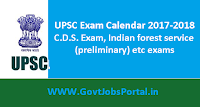 UPSC Exam Calendar 2017-2018
