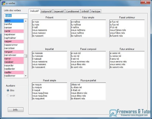 e-verbe :  un logiciel gratuit pour bien conjuguer les verbes de la langue française