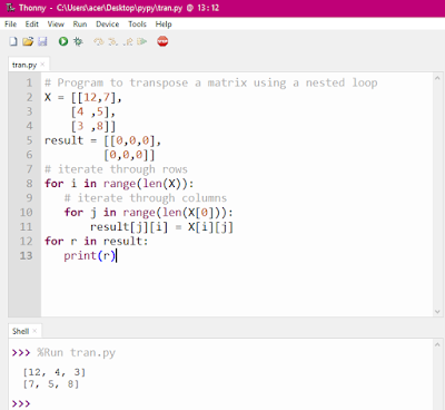 Python Program to Transpose a Matrix. - b2apython