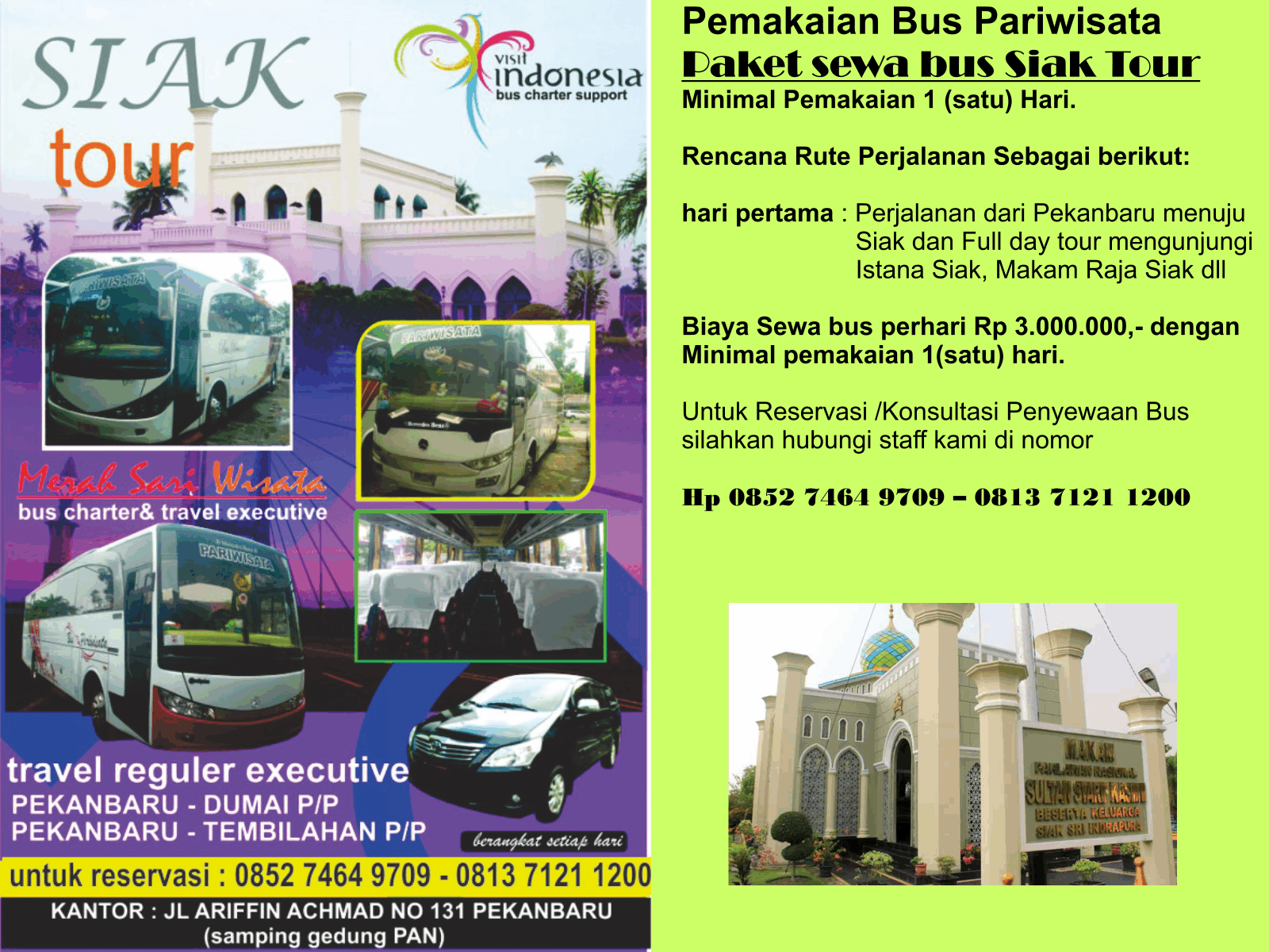 paket sewa bus pariwisata siak(merah sari wisata)