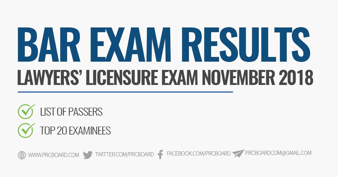 RESULTS November 2018 Bar Exam List of Passers, Topnotchers